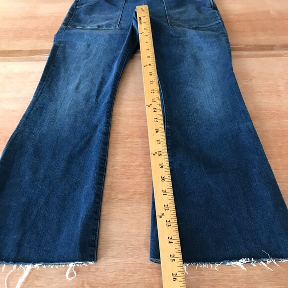 Frame Le Flare De Francoise Flare Jeans Women 32 Blue Mid Rise Raw Hem Preppy - Picture 8 of 15